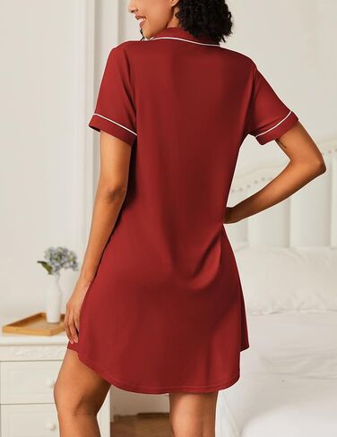 Ekouaer Nightgowns for Women 2 Pack Button Down Sleepwear Short Sleeve Sleepshirts Soft Nightshirts Black/Grey in Saudi Arabia