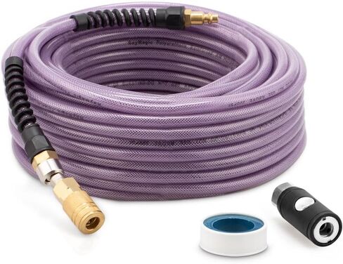 Air Compressor Hose 1/4 Inch x 100 Feet Flexible Reinforced Polyurethane (PU) Air Hose 300PSI with Brass Fittings, Strain Reliefs, 1/4" 360 Swivel Coupler and Plug,1PCS Safety Coupler in Saudi Arabia