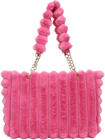 Fluffy Tote Bag Winter Faux Fur Bags for Women Y2K Furry Purse Fuzzy Handbag Plush Shoulder Bags in Saudi Arabia