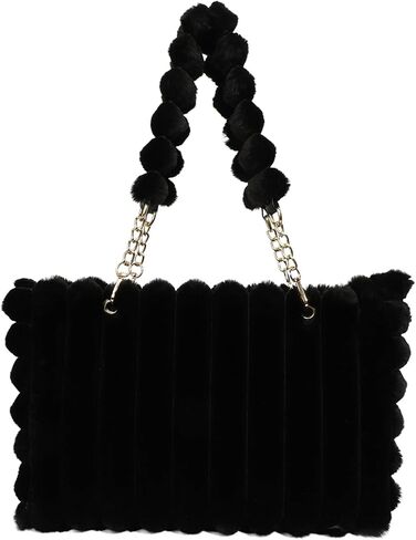 Fluffy Tote Bag Winter Faux Fur Bags for Women Y2K Furry Purse Fuzzy Handbag Plush Shoulder Bags in Kuwait
