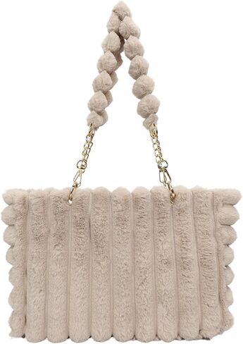 Fluffy Tote Bag Winter Faux Fur Bags for Women Y2K Furry Purse Fuzzy Handbag Plush Shoulder Bags in Saudi Arabia