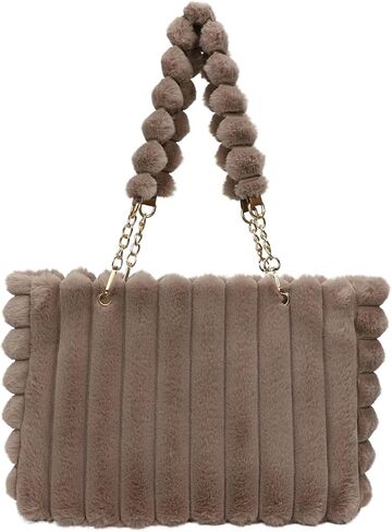 Fluffy Tote Bag Winter Faux Fur Bags for Women Y2K Furry Purse Fuzzy Handbag Plush Shoulder Bags in Saudi Arabia