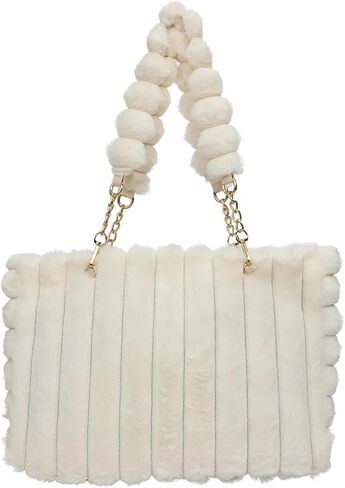 Fluffy Tote Bag Winter Faux Fur Bags for Women Y2K Furry Purse Fuzzy Handbag Plush Shoulder Bags in Saudi Arabia