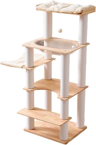 SHENGOCASE Modern Cat Tree Tower with Extra Large Platform Perch Bed for Maine Coon and Big Couch Sofa for Multiple Cats in Kuwait