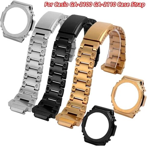 إكسسوارات الساعة تناسب كاسيو G-SHOCK GA-2100 حزام من الفولاذ المقاوم للصدأ إطار معدني GA2100 GA2110 GA-B2100 سوار ساعة رجالي مُعاد تركيبه in Kuwait