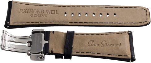 RaymondWeil Don Giovanni Black Leather Watch Band Strap with Silver Buckle 28mm x 22mm in Saudi Arabia
