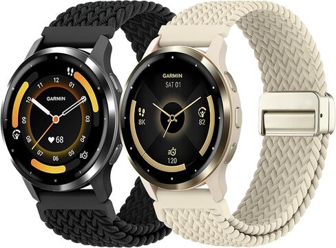 Watch Bands for Garmin Forerunner 265/255/Venu 4 45mm, 22mm Magnetic Braided Stretchy Soft Nylon Straps for Vivoactive 4/Venu 3/Venu 2 Women Men in Saudi Arabia