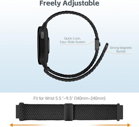 Watch Bands for Garmin Forerunner 265/255/Venu 4 45mm, 22mm Magnetic Braided Stretchy Soft Nylon Straps for Vivoactive 4/Venu 3/Venu 2 Women Men in Saudi Arabia