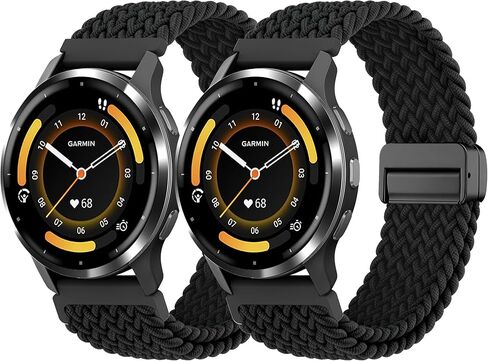 Watch Bands for Garmin Forerunner 265/255/Venu 4 45mm, 22mm Magnetic Braided Stretchy Soft Nylon Straps for Vivoactive 4/Venu 3/Venu 2 Women Men in Saudi Arabia
