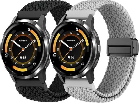 Watch Bands for Garmin Forerunner 265/255/Venu 4 45mm, 22mm Magnetic Braided Stretchy Soft Nylon Straps for Vivoactive 4/Venu 3/Venu 2 Women Men in Saudi Arabia