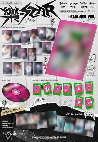 [ميزة الطلب المسبق] STRAYKIDS SKZ: ROCK-STAR (إصدار العنوان) الألبوم الصغير الثامن CD-R + ملصق لوحة المزاج المطوي + بطاقة الصور الفوتوغرافية + كتاب الصور in Kuwait