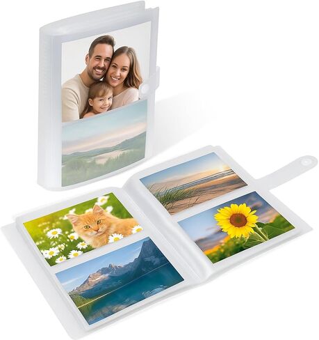 4x6 Small Photo Album with Clear Plastic Sleeves - Pocket Picture Book Holds 200 Photos, 50 Double-Sided Pages, Frosted Cover, Snap Closure Photocards Organizer for Family, Baby & Travel in Saudi Arabia
