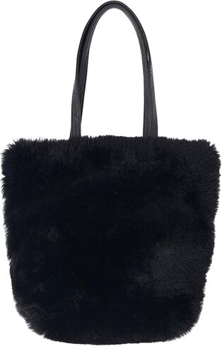 Lamb Shearling Tote Bag with Calfskin Leather Shoulder Straps,Fur Purse in Saudi Arabia