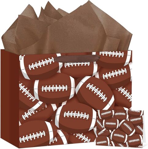 Hooqict Baseball Gift Bag Baseball Birthday Party Gift Wrapping Bag with Tissue Paper and Greeting Card for Boys Men Sport Birthday Party Supplies Goodie Treat Baseball Birthday Gift Bag in Kuwait