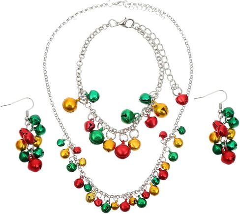 4Pcs Christmas Jewelry Kit Colorful Bell Decorated Set for Festive Celebrations Loved Ones and Holiday Parties in Saudi Arabia
