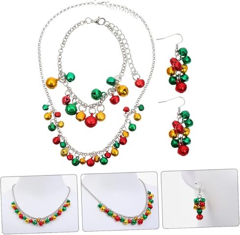 4Pcs Christmas Jewelry Kit Colorful Bell Decorated Set for Festive Celebrations Loved Ones and Holiday Parties in Saudi Arabia