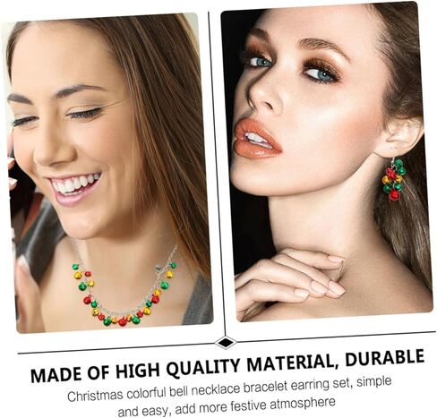 4Pcs Christmas Jewelry Kit Colorful Bell Decorated Set for Festive Celebrations Loved Ones and Holiday Parties in Saudi Arabia
