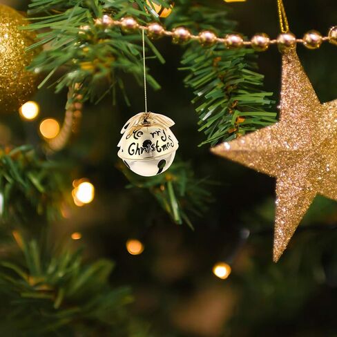 Toyvian 12pcs Christmas Jingle Bells Metal Sleigh Bells Merry Christmas Decor for Tree Wreath Garland Ornaments (Golden) in Saudi Arabia