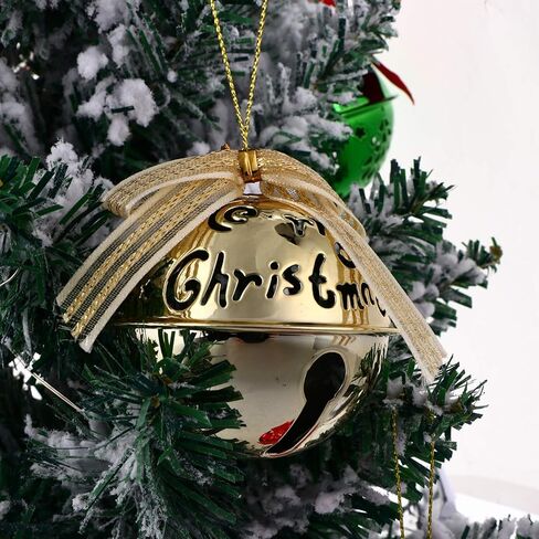 Toyvian 12pcs Christmas Jingle Bells Metal Sleigh Bells Merry Christmas Decor for Tree Wreath Garland Ornaments (Golden) in Saudi Arabia