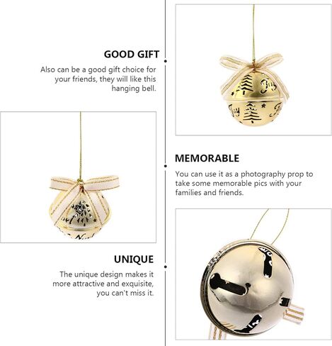 Toyvian 12pcs Christmas Jingle Bells Metal Sleigh Bells Merry Christmas Decor for Tree Wreath Garland Ornaments (Golden) in Saudi Arabia