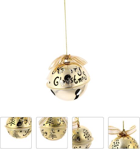 Toyvian 12pcs Christmas Jingle Bells Metal Sleigh Bells Merry Christmas Decor for Tree Wreath Garland Ornaments (Golden) in Saudi Arabia