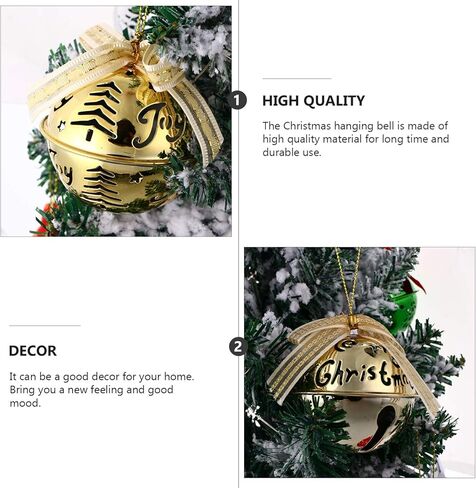 Toyvian 12pcs Christmas Jingle Bells Metal Sleigh Bells Merry Christmas Decor for Tree Wreath Garland Ornaments (Golden) in Saudi Arabia