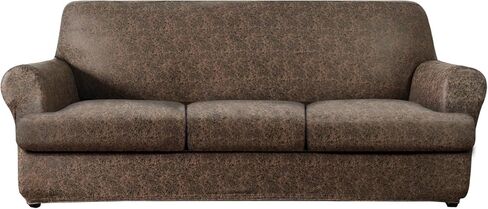 أغطية أريكة من الجلد على شكل حرف T من molasofa مع 3 أغطية مقاعد فردية الشكل لديكور المنزل، 4 قطع - غطاء أريكة قابل للتمدد، قابل للغسل، غير محبب، غير قابل للانزلاق (أريكة، 02 أسود) in Kuwait