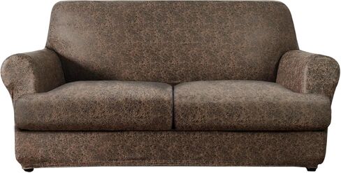 molasofa Leather Look T-Cushion Sofa Slipcovers with 3 Individual Shape Seat Covers for Home Décor, 4 Pieces - Stretchable, Washable, Non-Pilling, Non-Slip Sofa Slipcover (Sofa, 02 Black) in Saudi Arabia