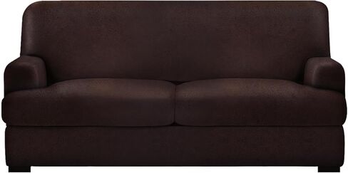 molasofa Leather Look T-Cushion Sofa Slipcovers with 3 Individual Shape Seat Covers for Home Décor, 4 Pieces - Stretchable, Washable, Non-Pilling, Non-Slip Sofa Slipcover (Sofa, 02 Black) in Saudi Arabia