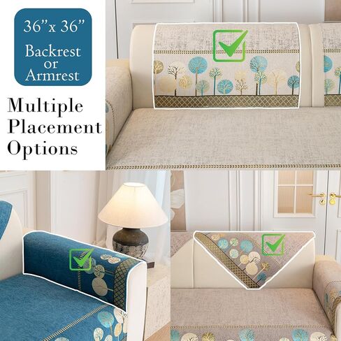 Boho Jacquard Sofa Cover 36"x71" - Chenille Loveseat & Sectional Cover, Washable Non Slip Slipcover for Cushion Couches, 1pc, Blue in Saudi Arabia