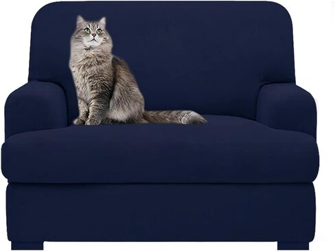 molasofa Leather Look T-Cushion Sofa Slipcovers with 3 Individual Shape Seat Covers for Home Décor, 4 Pieces - Stretchable, Washable, Non-Pilling, Non-Slip Sofa Slipcover (Sofa, 02 Black) in Saudi Arabia