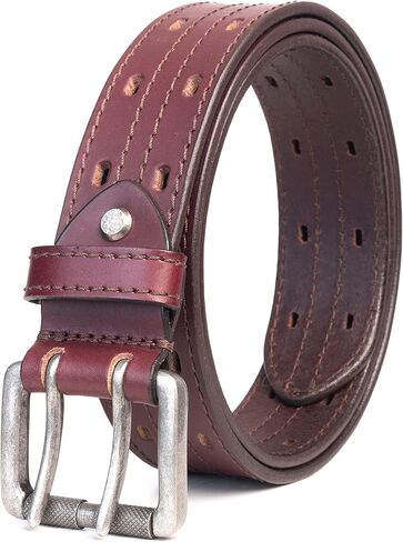 KERTZ Men's Leather Belt Double Prong Buckle Belt 38 mm Width Casual Leather Belt for wok and Jeans belt in Saudi Arabia