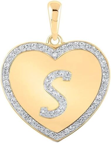 10K Yellow Gold Diamond Heart S Letter Pendant 1/4 Ctw. in Saudi Arabia