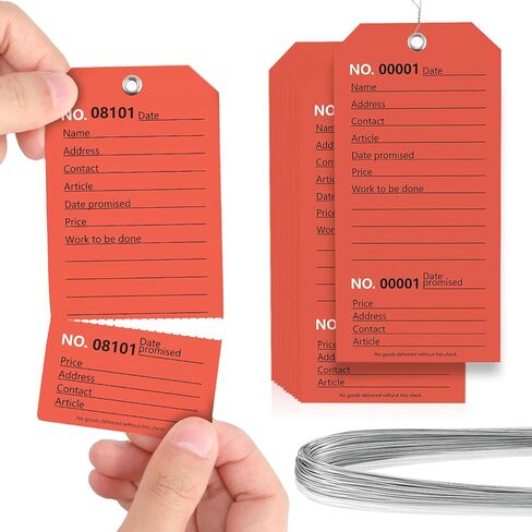 100 Pack Repair Tags with Wire Service Repair Tags Numbered Tags with Wire Durable 2.6 x 5.25 Inch Repair Labels for Production Machinery Equipment Maintenance Price Notice Tags with Stub Lvory in Kuwait