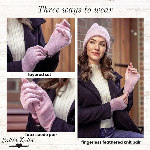 Britt's Knits Bristol 2-in-1 Fingerless Gloves Versatile Gloves for Women Winter Gloves in Saudi Arabia