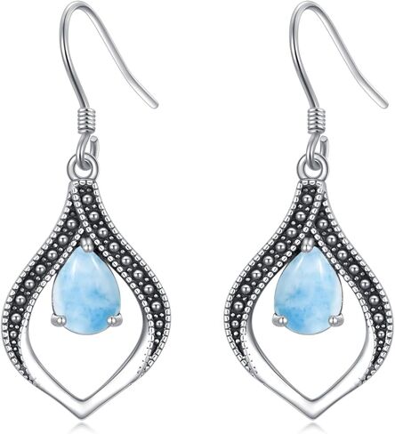 Vintage Genuine Turquoise Earrings for Women Dangling 925 Sterling Silver Western Native American Style Jewelry for Wife Mother in Kuwait