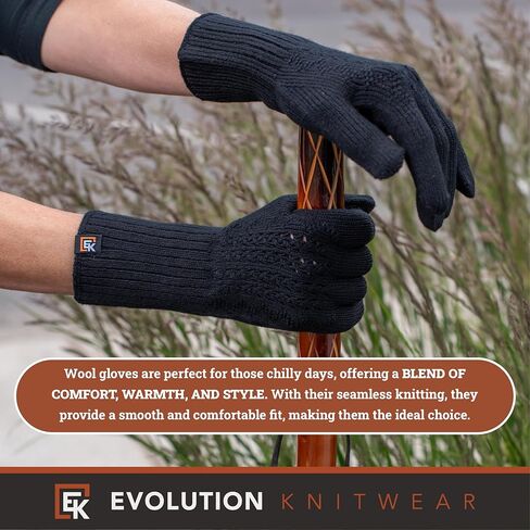 قفازات شبكية من الصوف المحبوك من Evolution Knitwear - صُنعت في الولايات المتحدة الأمريكية - صوف ميرينو فائق النعومة - صغير in Saudi Arabia