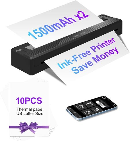 ورقة طابعة حرارية 8.5 × 11 ، أكثر سمكًا ، 200 ورقة من الورق الحراري المطوي لمينزهي ، gutherren ، متوافقة مع طابعة محمولة A40/M08F/C80/A80 in Kuwait