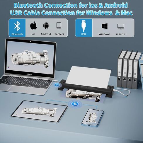 ورقة طابعة حرارية 8.5 × 11 ، أكثر سمكًا ، 200 ورقة من الورق الحراري المطوي لمينزهي ، gutherren ، متوافقة مع طابعة محمولة A40/M08F/C80/A80 in Kuwait