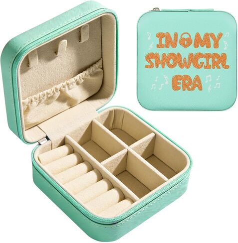 In My Showgirl Era Jewelry Box for Women - Storage Case Dresser Top Jewelry Organizer with Zipper, Printed PU Leather Earring & Ring Box, Portable Gift for Her in Saudi Arabia