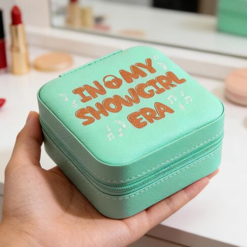 In My Showgirl Era Jewelry Box for Women - Storage Case Dresser Top Jewelry Organizer with Zipper, Printed PU Leather Earring & Ring Box, Portable Gift for Her in Saudi Arabia