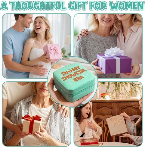 In My Showgirl Era Jewelry Box for Women - Storage Case Dresser Top Jewelry Organizer with Zipper, Printed PU Leather Earring & Ring Box, Portable Gift for Her in Saudi Arabia