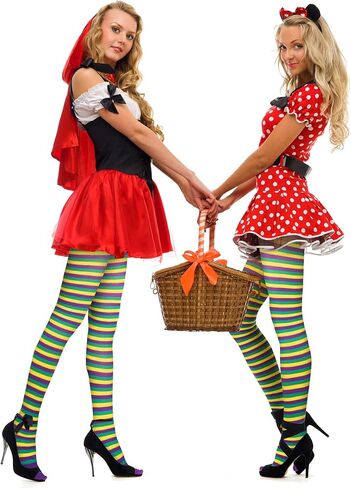 Geyoga 3 Pairs Mardi Gras Pants Striped Tights Women Carnival Stockings Full Length Footed Tights High Waist Striped Elastic Long Stockings Carnival Party Favor Supplies in Saudi Arabia