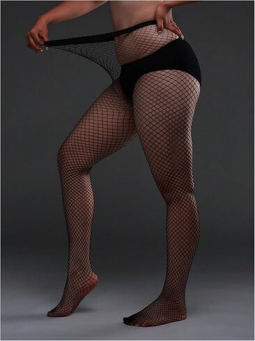 OYOANGLE Women's Plus Size 3 Pairs Fishnet Tights High Waisted Stretchy Mesh Pantyhose Fish Net Stockings in Saudi Arabia
