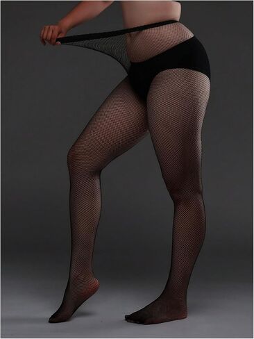 OYOANGLE Women's Plus Size 3 Pairs Fishnet Tights High Waisted Stretchy Mesh Pantyhose Fish Net Stockings in Saudi Arabia