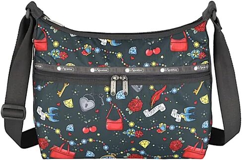 LeSportsac Keepsake Memory Large Hobo Crossbody Bag, Style 3710/Color E465, Whimsical Colorful Design: Handbags, Hearts, Flowers & Jewels, Celebrate 1974 Iconic Debut, Large Carryall in Saudi Arabia