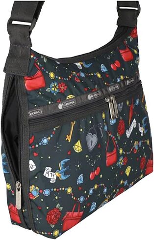 LeSportsac Keepsake Memory Large Hobo Crossbody Bag, Style 3710/Color E465, Whimsical Colorful Design: Handbags, Hearts, Flowers & Jewels, Celebrate 1974 Iconic Debut, Large Carryall in Saudi Arabia