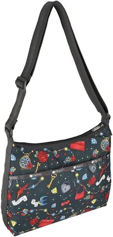 LeSportsac Keepsake Memory Large Hobo Crossbody Bag, Style 3710/Color E465, Whimsical Colorful Design: Handbags, Hearts, Flowers & Jewels, Celebrate 1974 Iconic Debut, Large Carryall in Saudi Arabia