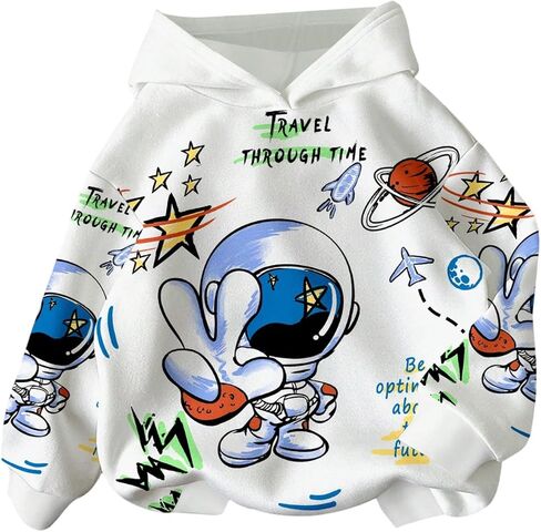 WDIRARA Toddler Boy's Cartoon Graphic Hoodie Long Sleeve Hooded Sweatshirt Cute Pullover Tops in Saudi Arabia