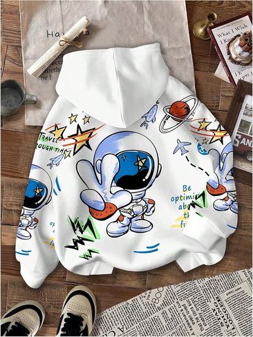 WDIRARA Toddler Boy's Cartoon Graphic Hoodie Long Sleeve Hooded Sweatshirt Cute Pullover Tops in Saudi Arabia